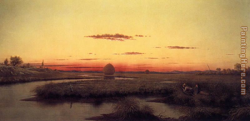 Duck Hunters in a Twilight Marsh painting - Martin Johnson Heade Duck Hunters in a Twilight Marsh art painting